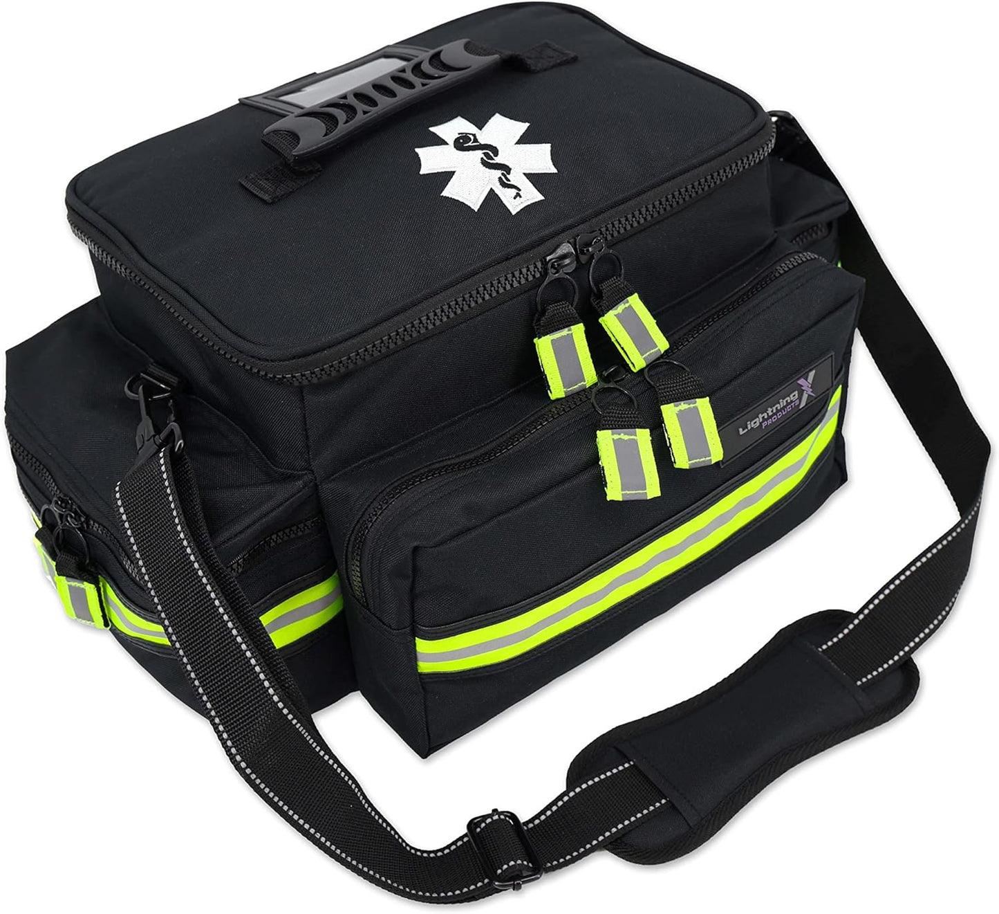 Lightning X Products Lightning X Mid-Sized First Responder EMT Bag | LXMB25 Fully Stocked w/ 240+ Aid, EMS & Trauma Supplies - Black