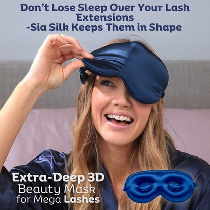 Silk Sleep Mask with Eye Cups – No-Pressure 3D Eye Covers for Sleeping with Eyelash Extensions – Made of Thick Memory Foam – Adjustable, Blackout Silk Eye Sleep Mask for Women & Men by Sia Silk
