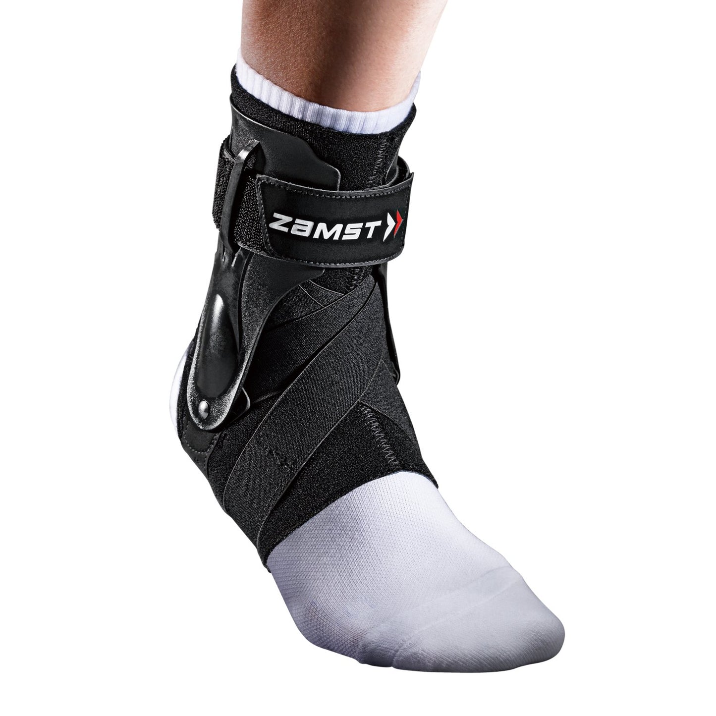 Zamst A2-DX Sports Ankle Brace with Protective Guards For High Ankle Sprains and Chronic Ankle Instability-for Basketball, Volleyball, Lacrosse, Football-Black, Right Large