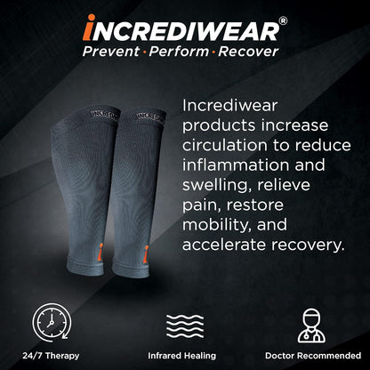 Incrediwear Calf Sleeve - Calf Sleeves for Men and Women to Help with Muscle Pain Relief, Shin Splints, and Muscle Recovery (Charcoal, Large)