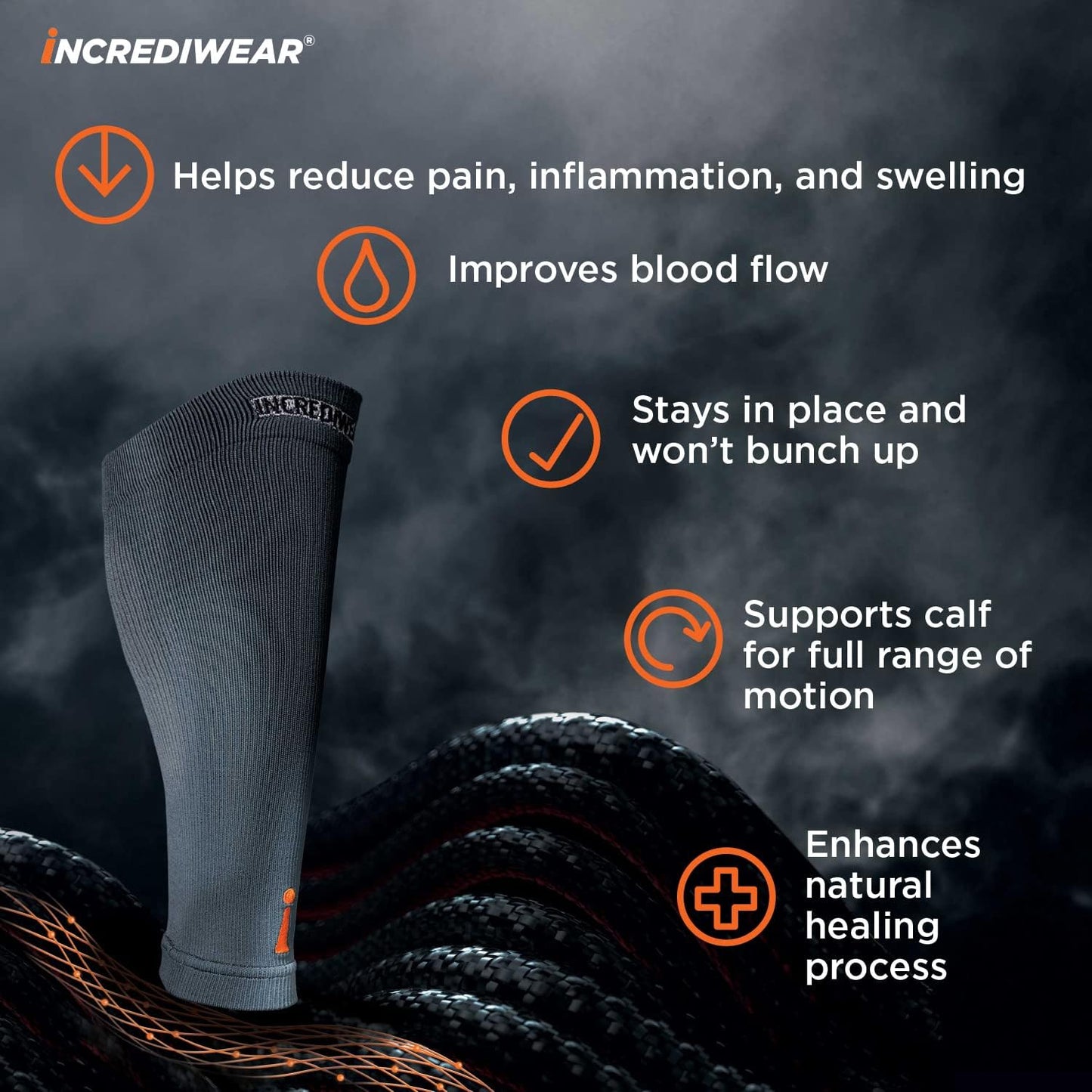 Incrediwear Calf Sleeve - Calf Sleeves for Men and Women to Help with Muscle Pain Relief, Shin Splints, and Muscle Recovery (Charcoal, Large)