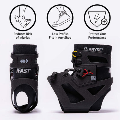 ARYSE IFAST - Ankle Stabilizer Brace - Superior Ankle Support for Men and Women. Basketball, Baseball, Running, Football, Volleyball & More - (Medium, Black, Pair)